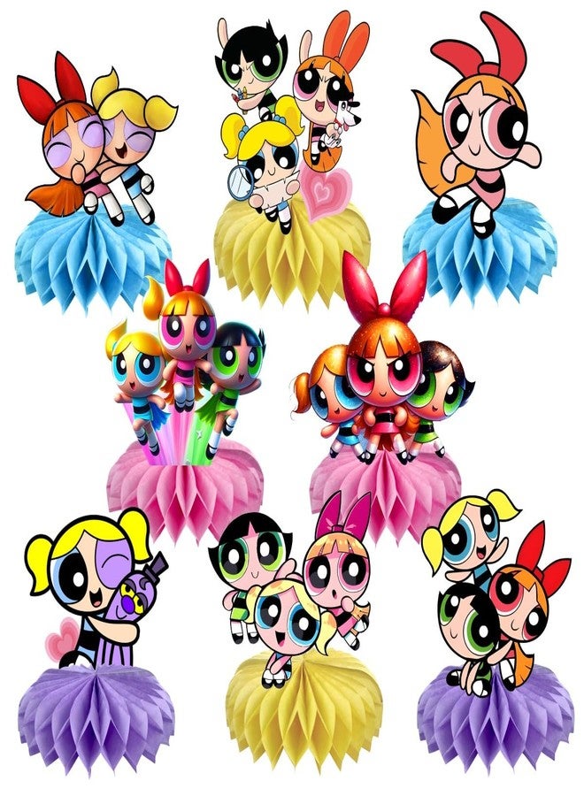 fancigo 8Pcs Power Girls Table Centerpiece Birthday Party Supplies Double Side Table Decorations for Girls Party Decorations - Image 1